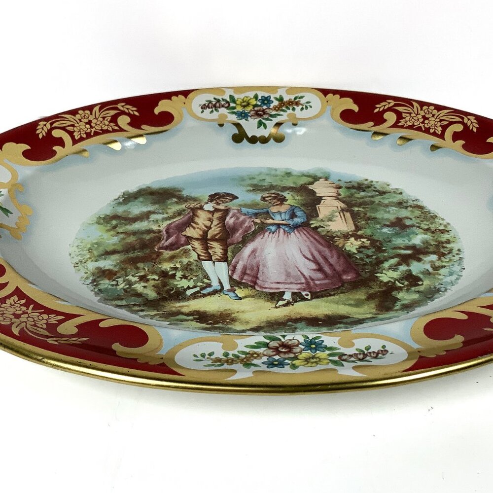 Mid Century Daher Decorated Ware Metal Retro Tin Tray Victorian Couple In Park